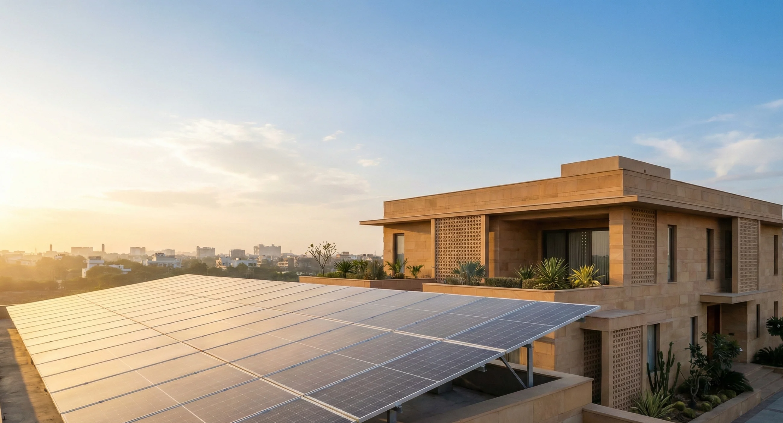 Rooftop solar panel installation in Rajasthan