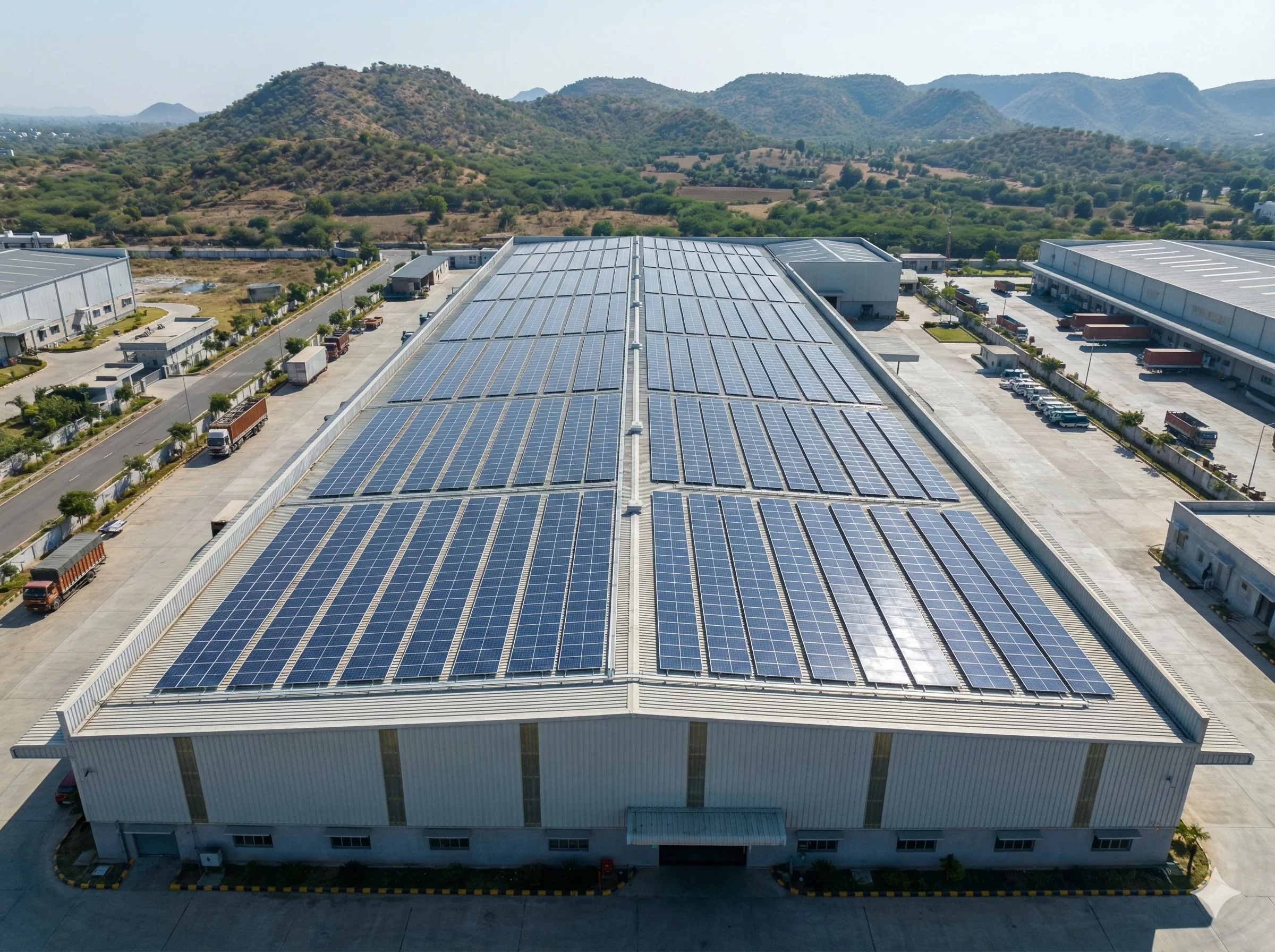 200 kW industrial rooftop solar plant on factory in Udaipur, Rajasthan