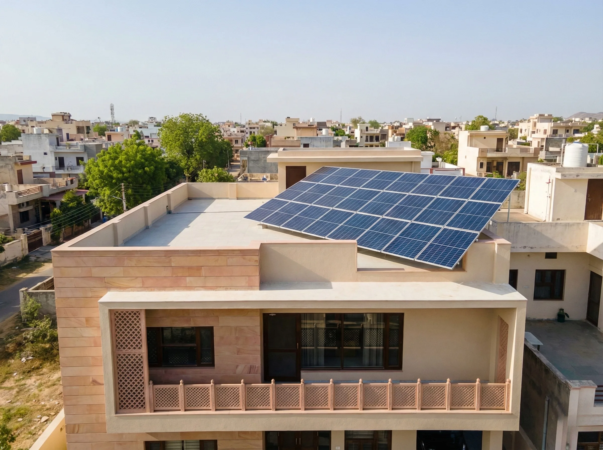 5 kW residential rooftop solar installation in Jaipur, Rajasthan