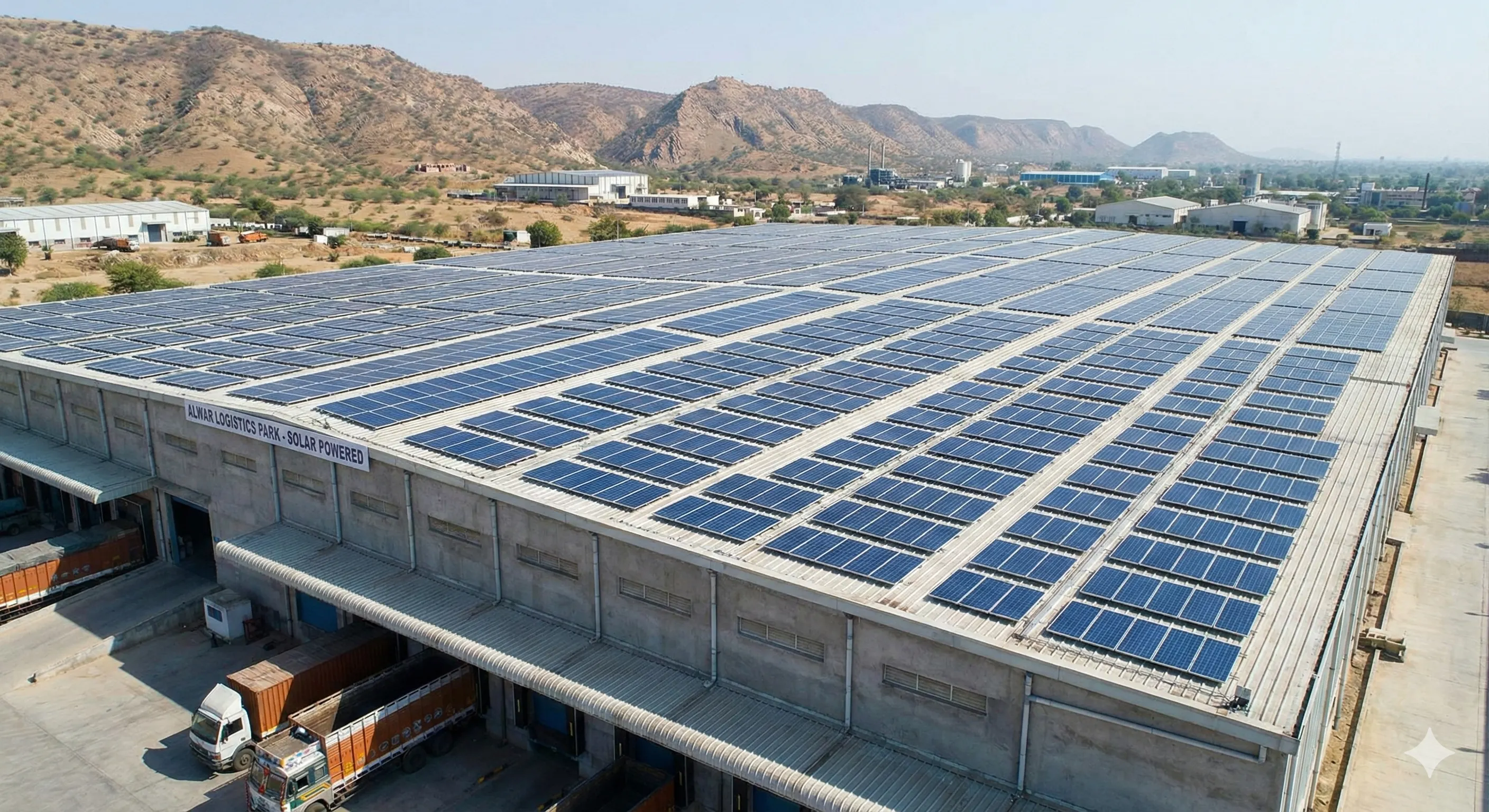 1 MW rooftop solar plant on industrial warehouse in Alwar, Rajasthan